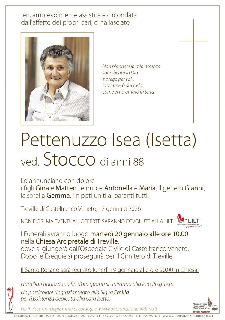 Pettenuzzo Isea (Isetta) ved. Stocco