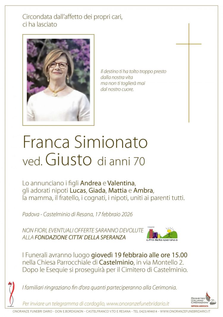 Franca Simionato ved. Giusto