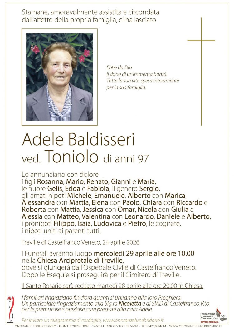 Adele Baldisseri ved. Toniolo