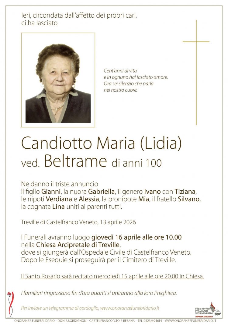Candiotto Maria (Lidia) ved. Beltrame