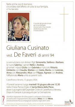 Giuliana Cusinato ved. De Faveri