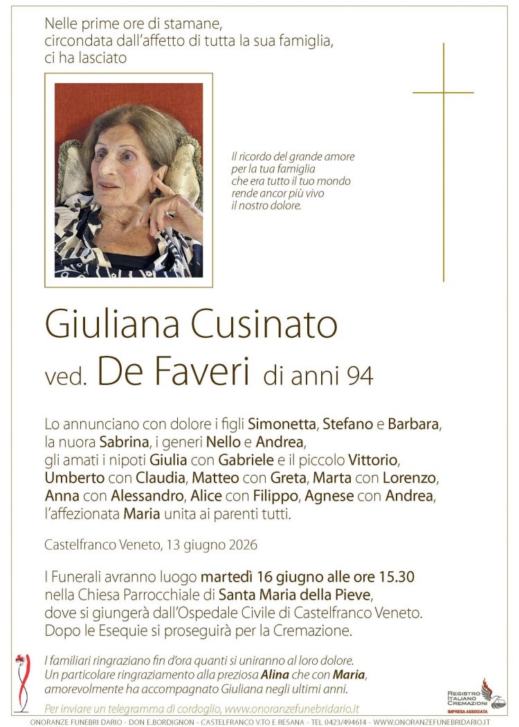 Giuliana Cusinato ved. De Faveri
