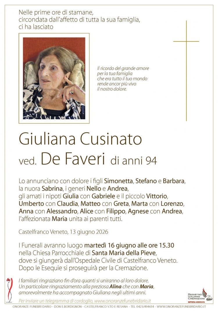 Giuliana Cusinato ved. De Faveri