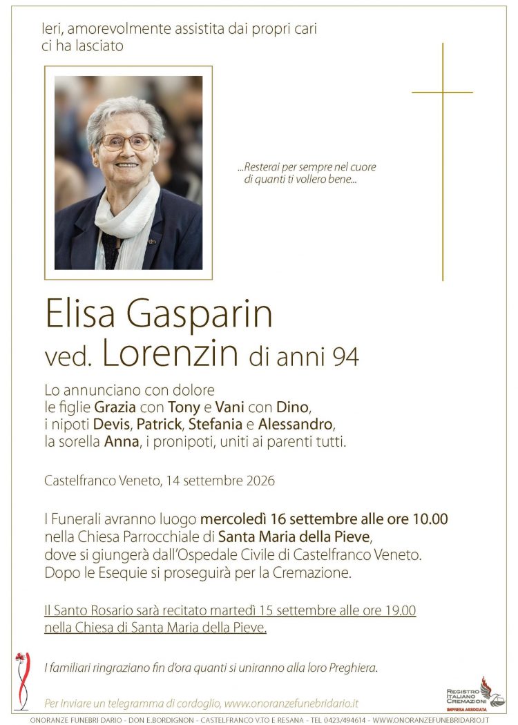 Elisa Gasparin ved. Lorenzin