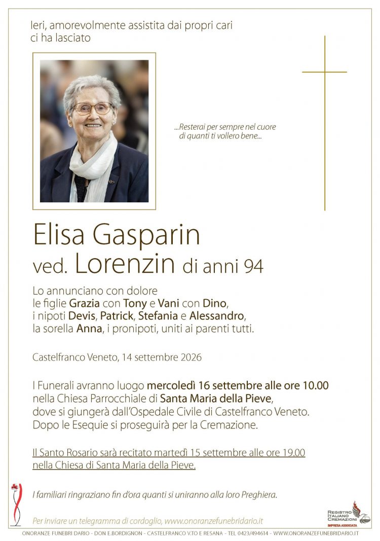 Elisa Gasparin ved. Lorenzin