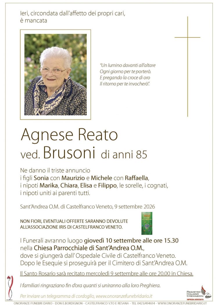 Agnese Reato ved. Brusoni
