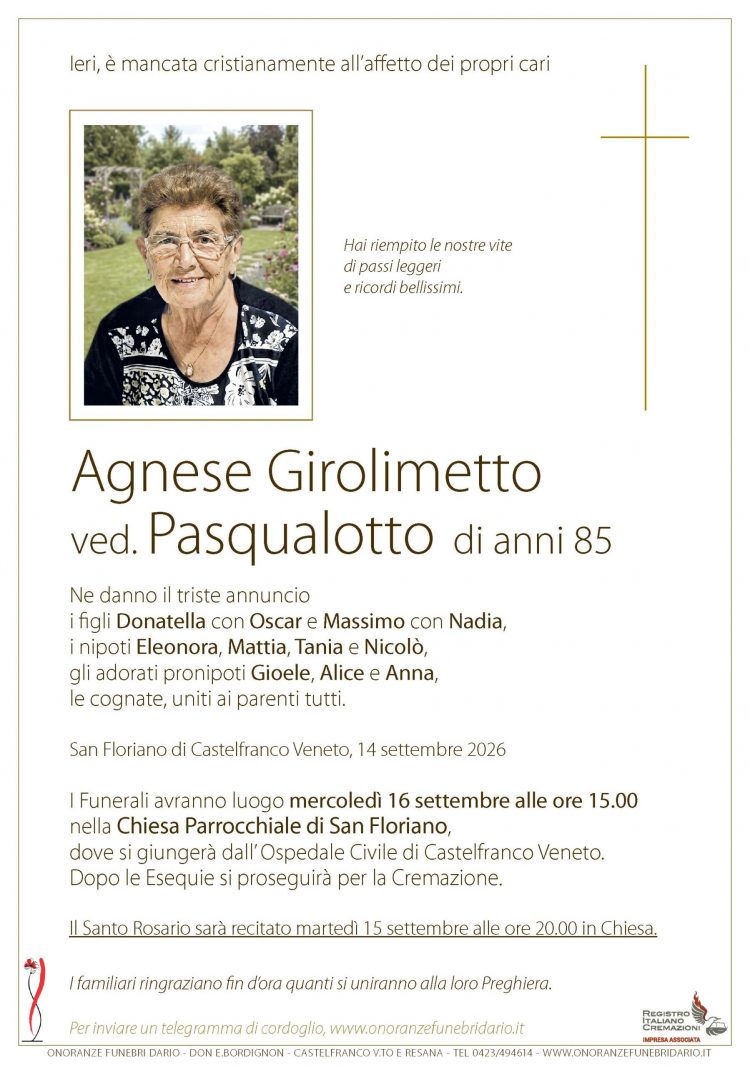 Agnese Girolimetto ved. Pasqualotto
