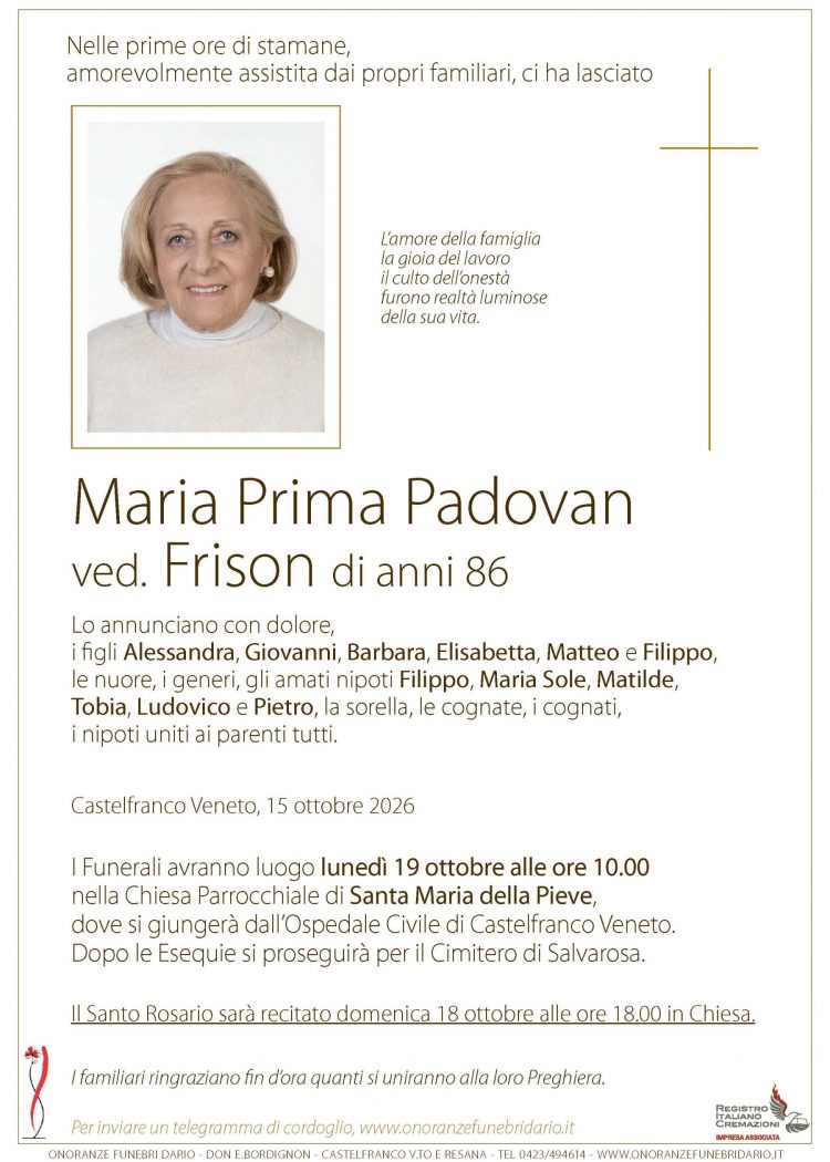 Maria Prima Padovan ved. Frison